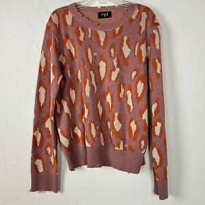 Vici Collection‎ Sweater Top Pullover Distressed Leopard Cheetah Printed Knit